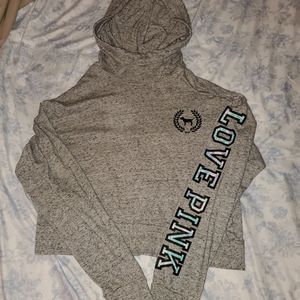 Pink Victoria's Secret Cropped Hoodie